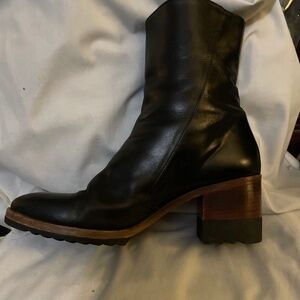 Black leather ankle boots